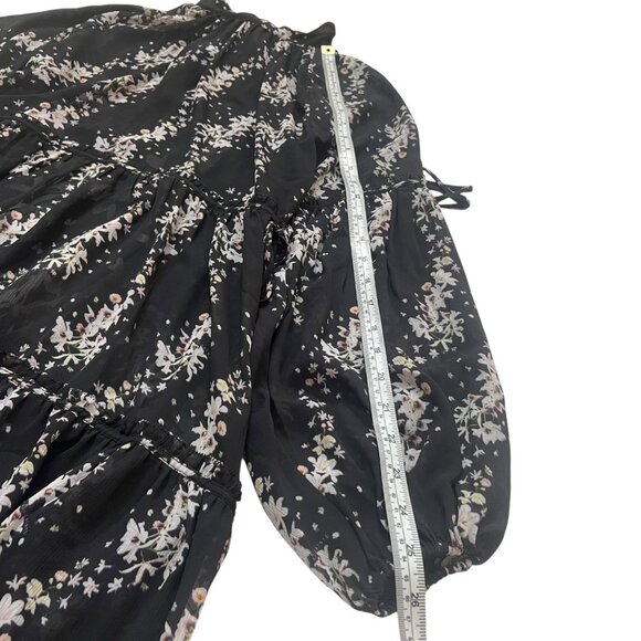 All Saints Elimear Cultivar Floral Tiered Maxi Dress Black 00 Cottagecore Modest - Picture 8 of 8